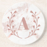 Pink Marble Monogram Initial & Name Custom Girls  Coaster<br><div class="desc">Personalise with your own initial. © Gorjo Designs. Made for you via the Zazzle platform.</div>