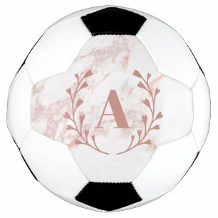Pink Marble Monogram Initial & Name Custom Girls Football