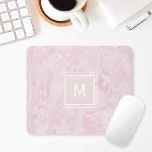 Pink Marble Monogram Mouse Mat