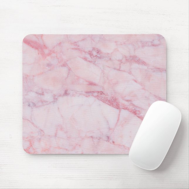 Pink Marble Mouse Mat (With Mouse)