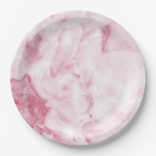Pink Marble Paper Plate
