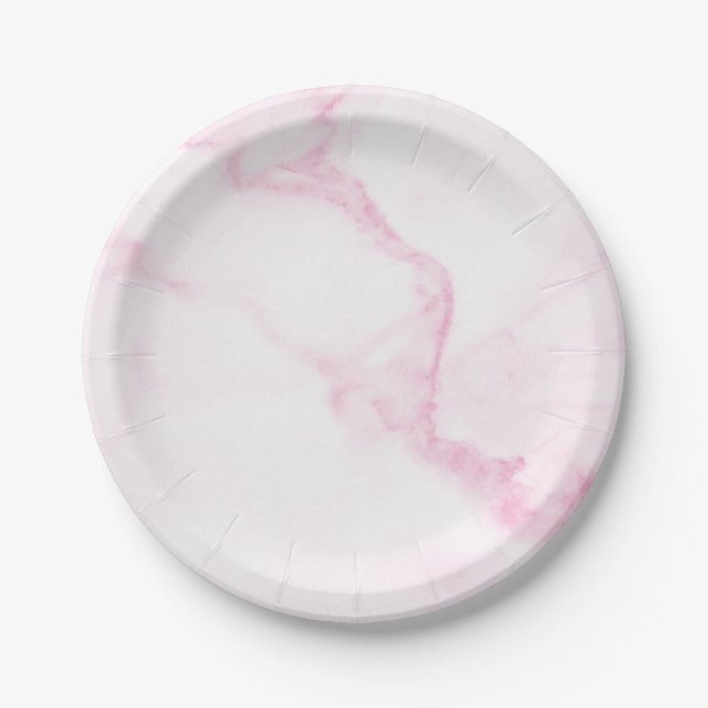 Pink Marble Paper Plate (Front)