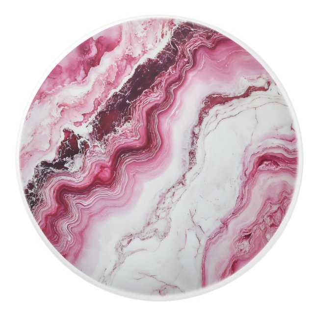 Pink Marble Pattern Ceramic Knob (Front)