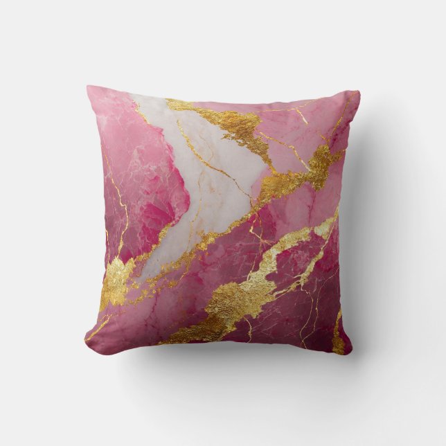 Pink Marble Pattern with Gold Cushion (Front)