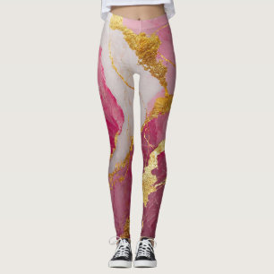 Pink Marble Pattern with Gold Leggings