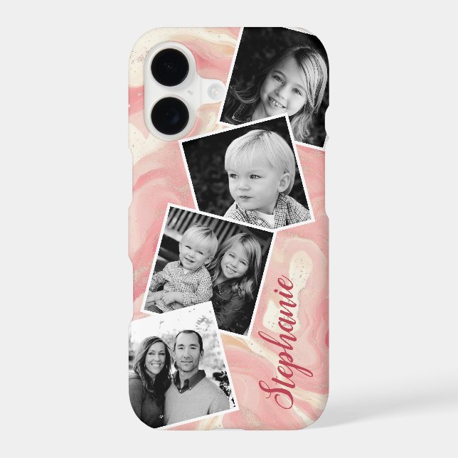 Pink Marble Photo Collage Personalised Name (Back)