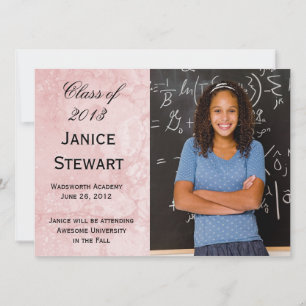 Pink Marble Photo Graduation Announcement
