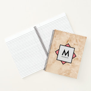 Pink Marble Rock Texture with Name and Monogram on Notebook