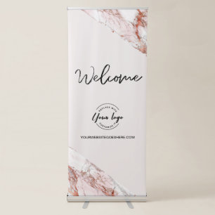 Pink Marble Rose gold Welcome Logo website Custom Retractable Banner