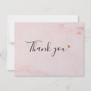 Pink Marble Script Business Thank You Card