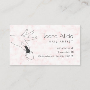 pink marble simple nail artist Business Card