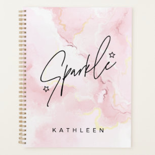 Pink Marble Sparkle Planner