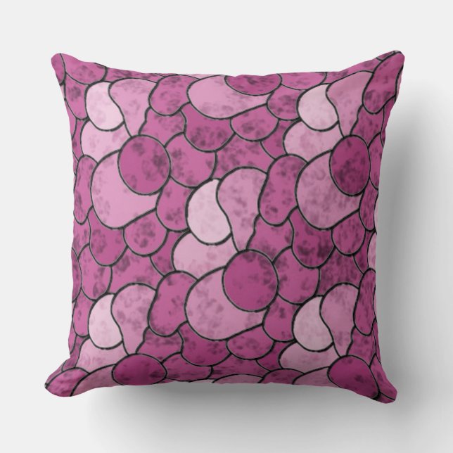 Pink Marble Stones Abstract Pattern Throw Pillow (Front)