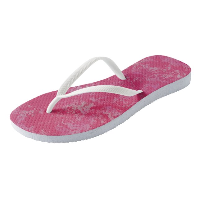 pink Marble Swirl Abstract Flip Flops (Angled)