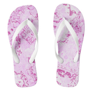 pink Marble Swirl Abstract Flip Flops