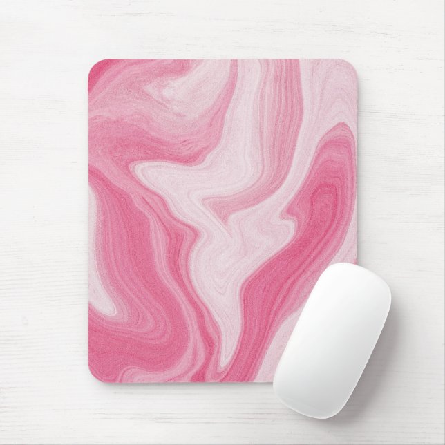 Pink Marble Swirl Pattern – Aesthetic Abstract  Mouse Mat (With Mouse)