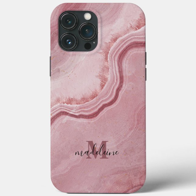 Pink Marble Texture Elegant Phone Case For Her (Back)