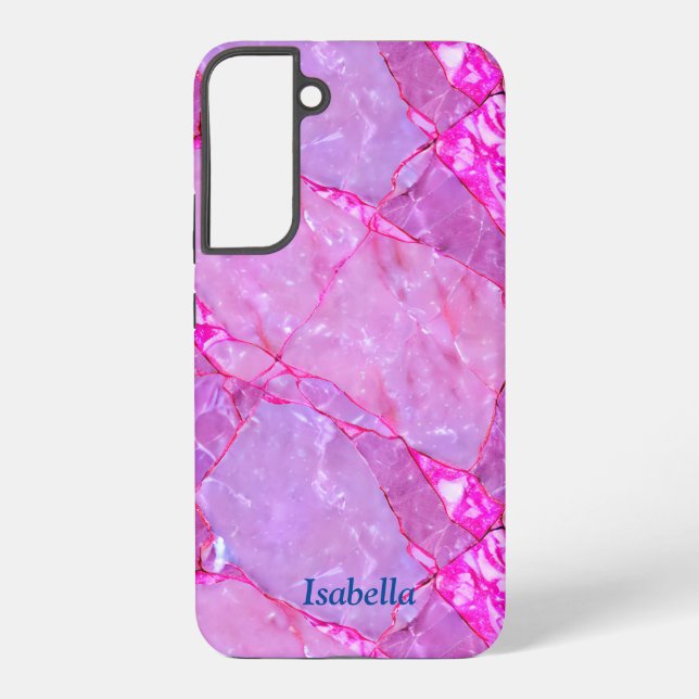 Pink Marble Texture, Marble Effect Samsung Galaxy S22+ Case (Back)