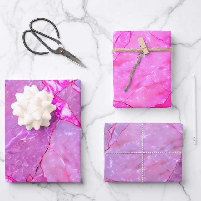 Pink Marble Texture, Marble Effect Wrapping Paper Sheet (Front)