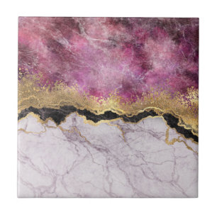 Pink Marble with Gold Pretty Tile