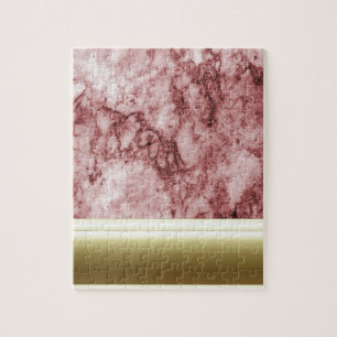 Pink Marble with golden stripes Jigsaw Puzzle