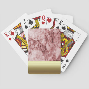 Pink Marble with golden stripes Playing Cards