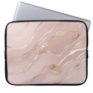 Pink marble with golden veins laptop sleeve