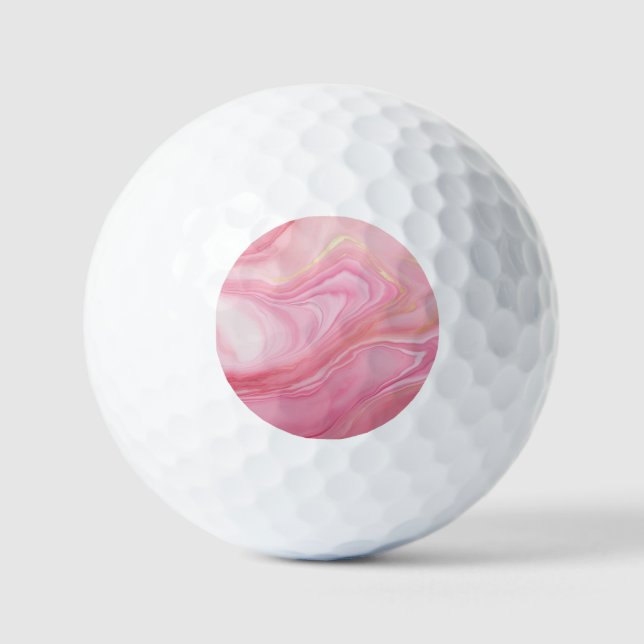 Pink marbled background golf balls (Front)