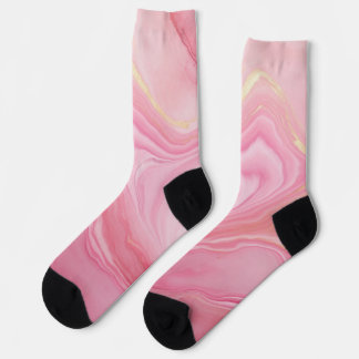 Pink marbled background socks