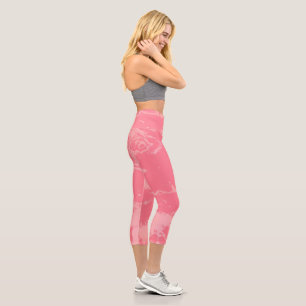 Pink Marbled Cloud abstract Capri Leggings
