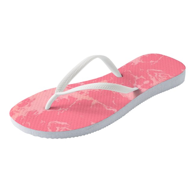Pink Marbled Cloud abstract Flip Flops (Angled)