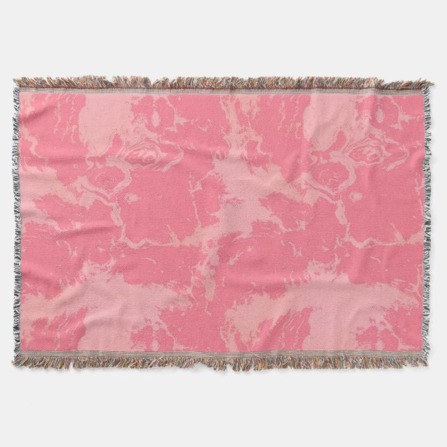 Pink Marbled Cloud abstract Throw Blanket (Front)