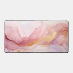 Pink marbled desk mat