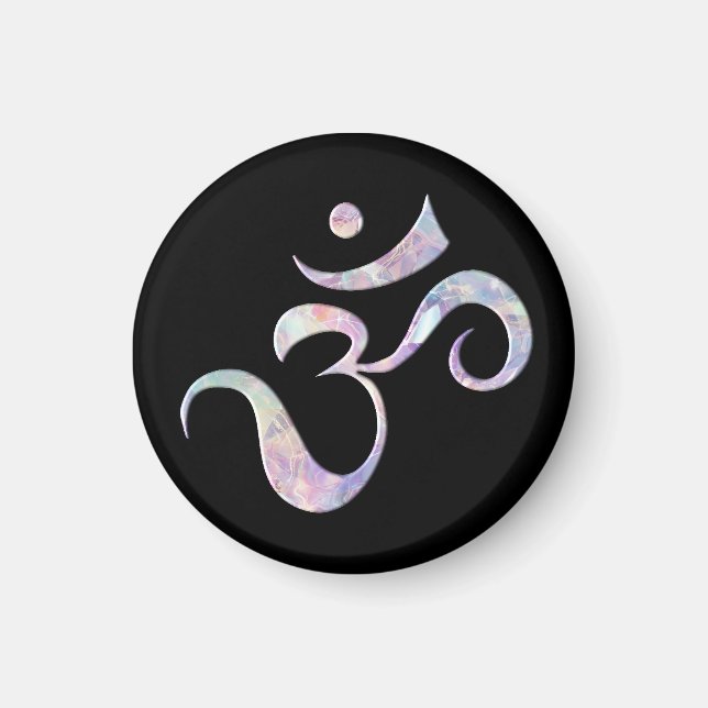 Pink Marbled Om  Magnet (Front)