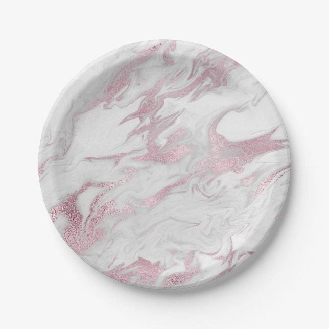 Pink Marbled Paper Plate (Front)