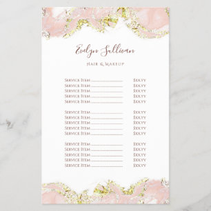 Pink marbling design price list flyer