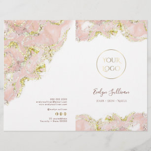 Pink marbling design service menu brochure