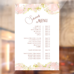 Pink Marbling Design Services Menu Window Cling