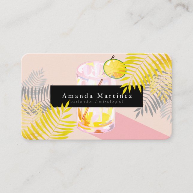 Pink Margarita Bartender Mixologist Business Card (Front)