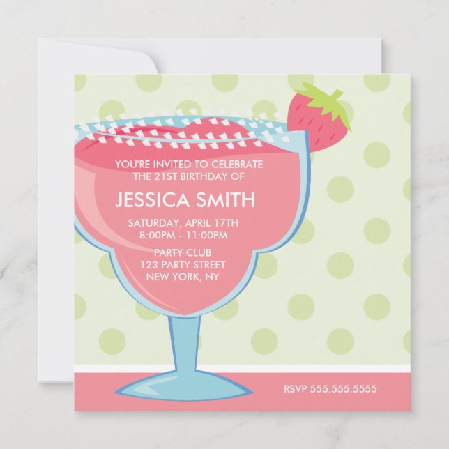 Pink Margarita Cocktail Party Invitation (Front)