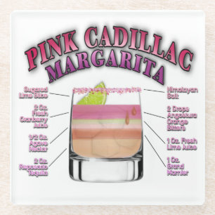 PINK MARGARITA Cocktail Recipe Art  Glass Coaster