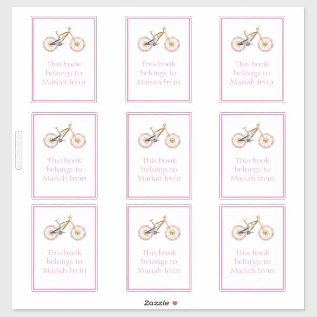 Pink Mariah Mountain Bike Bookplate (Sheet)
