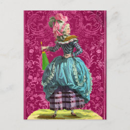 Pink Marie Antoinette Bonjour Friendship Greeting Postcard
