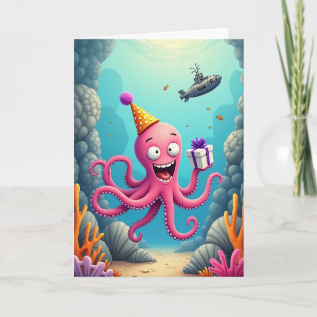 Pink Marine Birthday Card (Front)