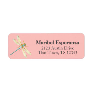 Pink Mariposa Dragonfly Address Label