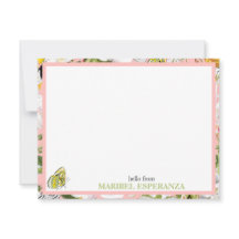 Pink Mariposa Vintage Personalised Flat Card
