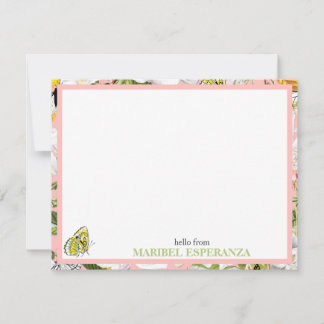 Pink Mariposa Vintage Personalised Flat Card