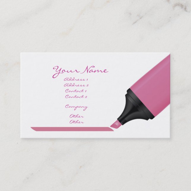 pink marker business card (Front)