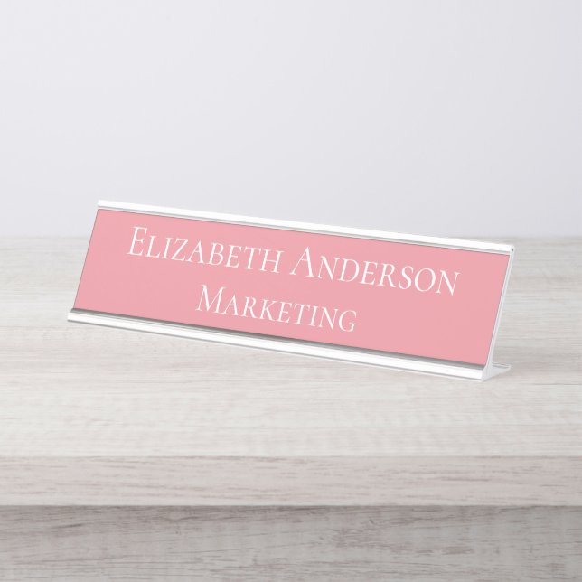 Pink Marketing Manager Desk Name Plate (Front)