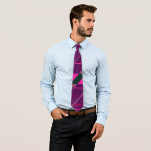 Pink Maroon Black Abstract Geometric Fun Funky Tie